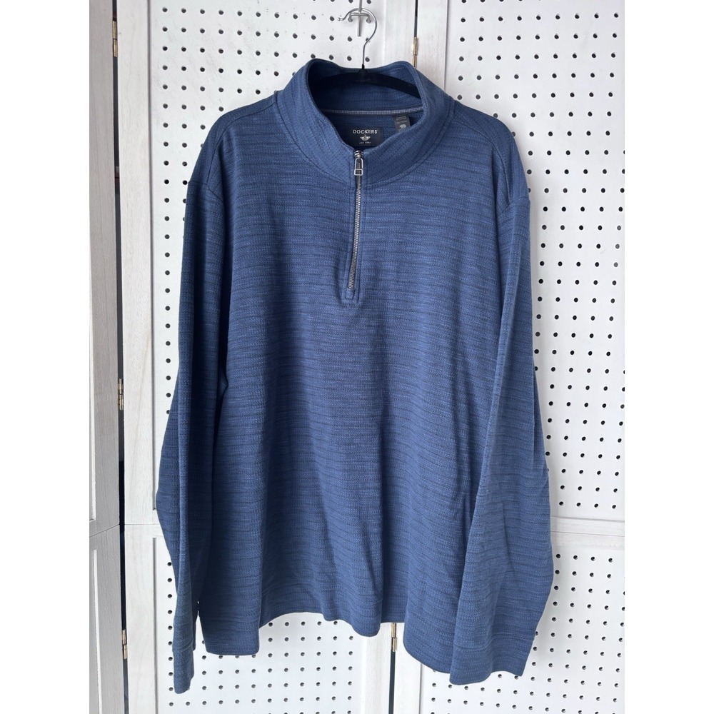 Dockers Men's XXL 1/4 Zip Pullover Sweatshirt Navy Blue‎ Cotton Polyester